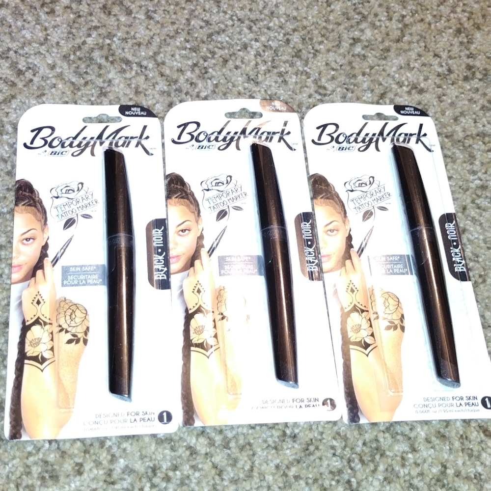BodyMark by Bic Temporary Tattoo Marker skin safe black cosmetics new bundle lot